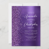 Invitation Mariage Moderne Métallisé Glamour Violet (Devant)
