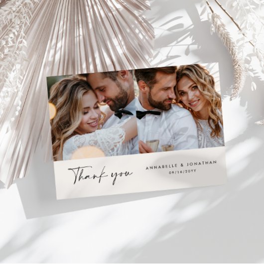 Invitation Mariage moderne minima multi photo merci chic