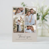 Invitation Mariage moderne minima multi photo merci gris (Debout devant)