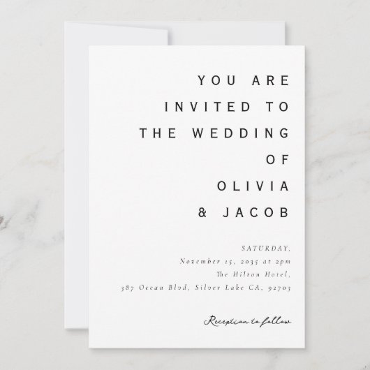 Invitation Mariage moderne minimaliste (Devant)