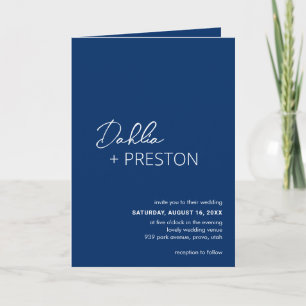 Invitation Mariage Moderne Minimaliste avec Code QR Bleu Mari