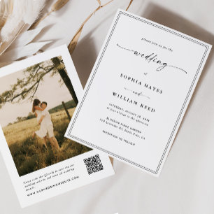 Invitation Mariage Moderne Minimaliste avec Code QR et Photo