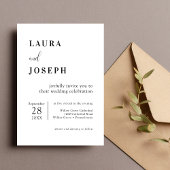 Invitation Mariage moderne minimaliste blanc personnalisé