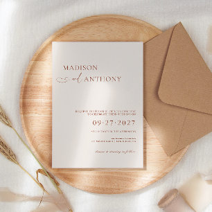 Invitation Mariage Moderne & Minimaliste Boho Terracotta