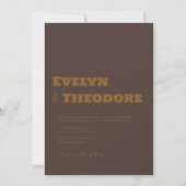 Invitation Mariage Moderne Minimaliste Brun Espresso (Devant)