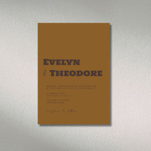 Invitation Mariage Moderne Minimaliste Brun Espresso
