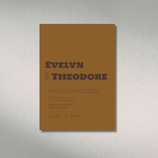 Invitation Mariage Moderne Minimaliste Brun Espresso