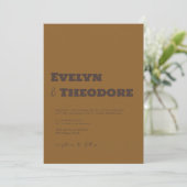Invitation Mariage Moderne Minimaliste Brun Espresso (Debout devant)