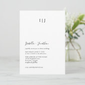 Invitation Mariage moderne minimaliste classique noir et blan (Debout devant)