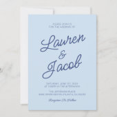Invitation Mariage Moderne Minimaliste Côtes Bleu (Devant)