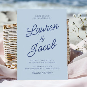 Invitation Mariage Moderne Minimaliste Côtes Bleu