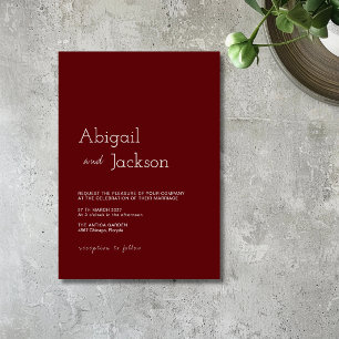 Invitation Mariage Moderne Minimaliste Couleur Bourgogne Prof