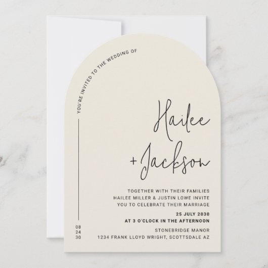Invitation Mariage moderne minimaliste Design simple (Devant)