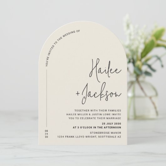 Invitation Mariage moderne minimaliste Design simple (Debout devant)
