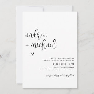 Invitation Mariage Moderne Minimaliste Élégant Cœur