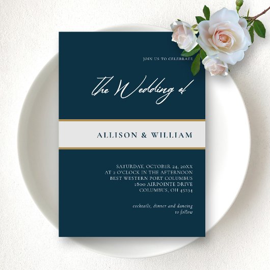 Invitation Mariage Moderne Minimaliste : Émeraude Bleu