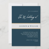 Invitation Mariage Moderne Minimaliste : Émeraude Bleu (Devant)
