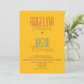Invitation Mariage moderne minimaliste jaune (Debout devant)