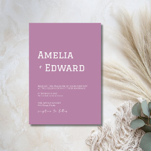 Invitation Mariage Moderne Minimaliste Mauve et Blanc
