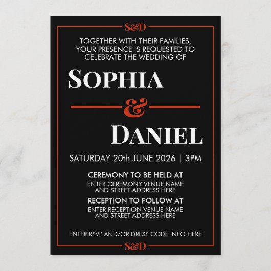 Invitation Mariage Moderne Minimaliste Modifiable (Devant)