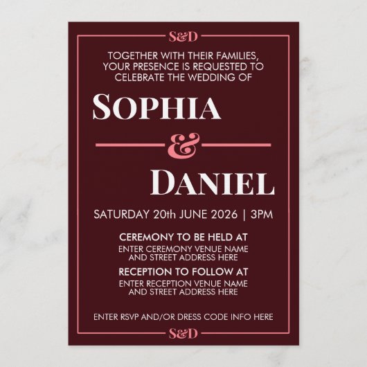 Invitation Mariage Moderne Minimaliste Modifiable (Devant)