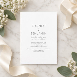 Invitation Mariage Moderne Minimaliste Noir Blanc RSVP Site W