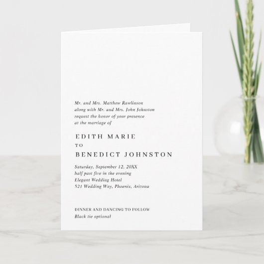 Invitation Mariage moderne minimaliste noir et blanc (Devant)