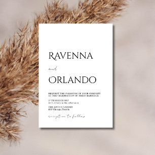 Invitation Mariage Moderne Minimaliste Noir et Blanc