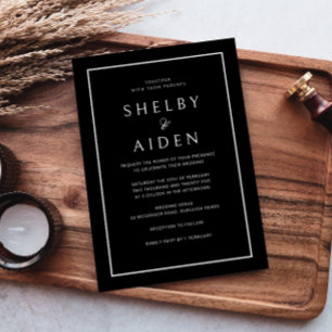 Invitation Mariage moderne minimaliste noir et blanc