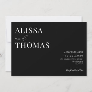 Invitation Mariage moderne minimaliste noir et blanc