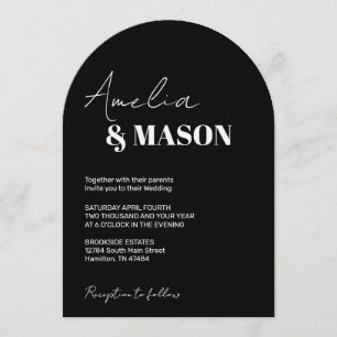 Invitation Mariage Moderne Minimaliste Noir et Blanc sous une