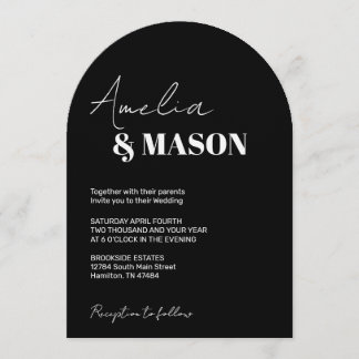 Invitation Mariage Moderne Minimaliste Noir et Blanc sous une