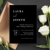 Invitation Mariage moderne minimaliste noir personnalisé