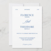 Invitation Mariage Moderne Minimaliste Photo Bleu et Blanc (Dos)