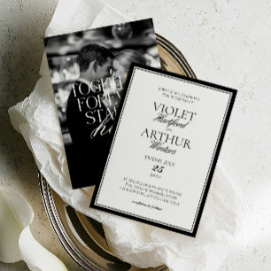 Invitation Mariage Moderne Minimaliste Photo Noir & Blanc