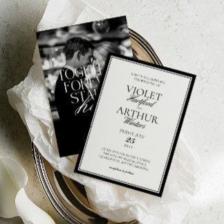 Invitation Mariage Moderne Minimaliste Photo Noir & Blanc