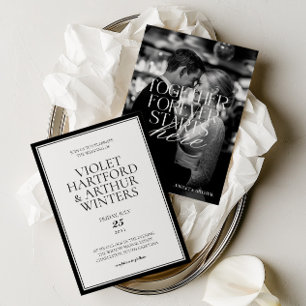 Invitation Mariage Moderne Minimaliste Photo Noir & Blanc