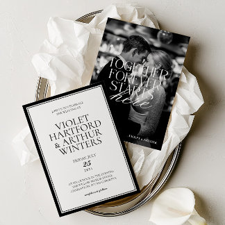Invitation Mariage Moderne Minimaliste Photo Noir & Blanc