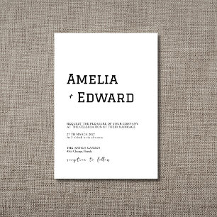 Invitation Mariage Moderne Minimaliste Propre Blanc & Noir