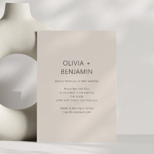 Invitation Mariage Moderne Minimaliste Taupe Neutre