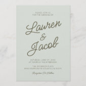 Invitation Mariage Moderne Minimaliste Vert Sauge (Devant)