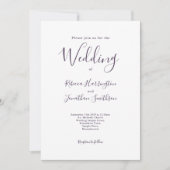 Invitation Mariage moderne minimaliste violet blanc (Devant)