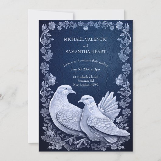 Invitation Mariage moderne moderne de colombes blanches conte (Devant)