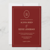 Invitation Mariage Moderne Monogramme Classique Rouge Vin (Devant)