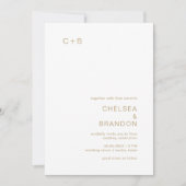 Invitation Mariage Moderne Monogramme Doré (Devant)