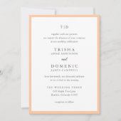 Invitation Mariage Moderne Monogramme Élégant Pêche (Devant)