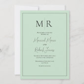 Invitation Mariage Moderne Monogramme Élégant Vert Menthe (Devant)