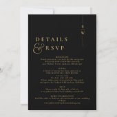 Invitation Mariage Moderne Monogramme Tout En Noir Et Or (Dos)