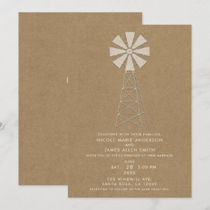 Invitation Mariage Moderne Moulin à Vent de Ferme en Kraft Br