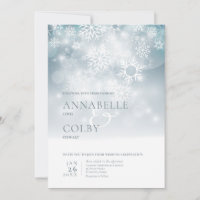 Mariage Moderne Neige Hivernale Bleu Poussiéreux